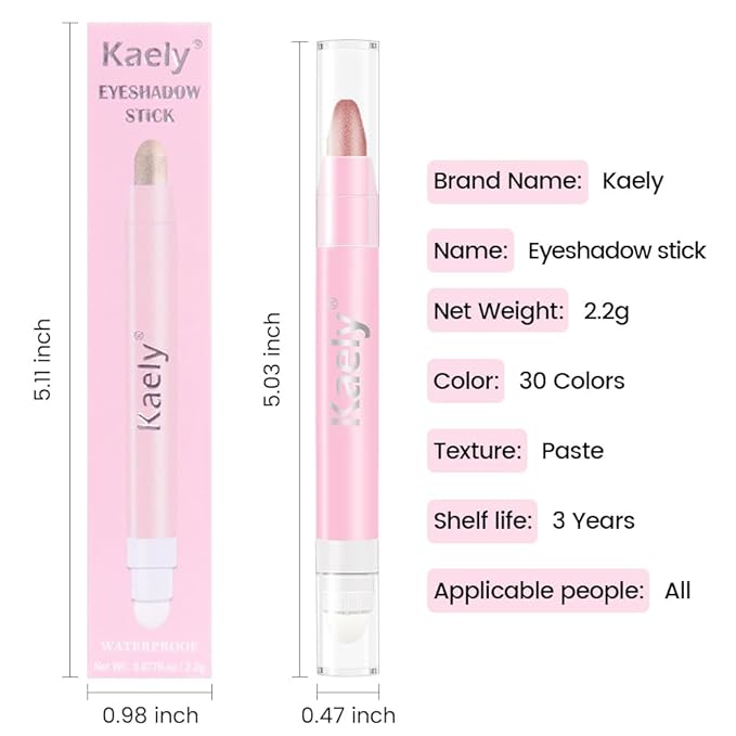 Kaely 2in1 Cream Eye Shadow Brightener Sticks for Eyes, Pencil Eyeshadow Applicator Stick Waterproof Pigmented, Eye Shadow Palette Highlighter Makeup, sombras para ojos, 27 Rose Shimmer