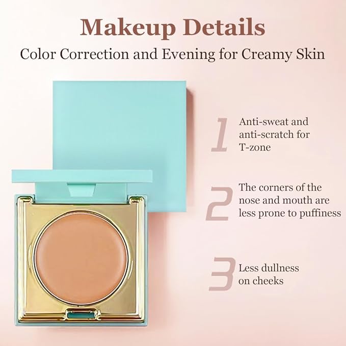 Colored CC Undereye Corrector, Eye Concealer Undereye Color Corrector for Dark Circles, Clay Neutralizing Makeup Under Eye Hydrating Concealer with Brush (Light-Medium Peach & 2 Brushes, Small)