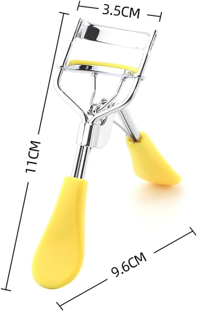 Eyelash Curler - Ergonomic Design for All Eye Shapes, Precision Curl Control, Superior Long- Lasting Curl, Gentle on Lashes, Includes 2PCS Silicone Replacement Pads, Easy to Use (Yellow)