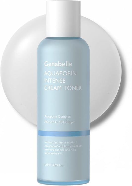 Genabelle Aquaporin Intense Cream Toner | Milky Glow Essence with Ceramide, Panthenol, AQUAXYL for Soothing Moisture, Non-Sticky Formula - Dermatologist Tested - 4.05 fl.oz