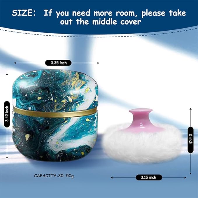 Body Powder Puff and Container for Dusting Powder, Women Powder Puff and Powder Case for Bath and Travel (Universe)