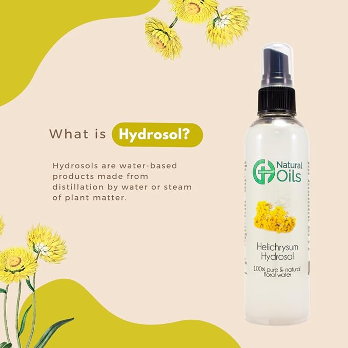 GreenHealth Helichrysum Hydrosol (Floral Water) - 4 fl oz Plastic Bottle w/Black Spray Cap