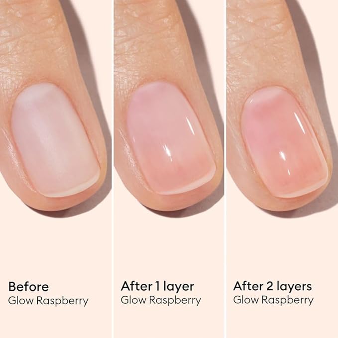 Manucurist Active Glow Raspberry Nail Polish & Care - Ultra-Glowy 2 in 1 Nail Concealer & Care - Plant-Based Ingredients: Sweet Almond Oil, Raspberry for Nourished Nail Rosy Mirror-Like Shine