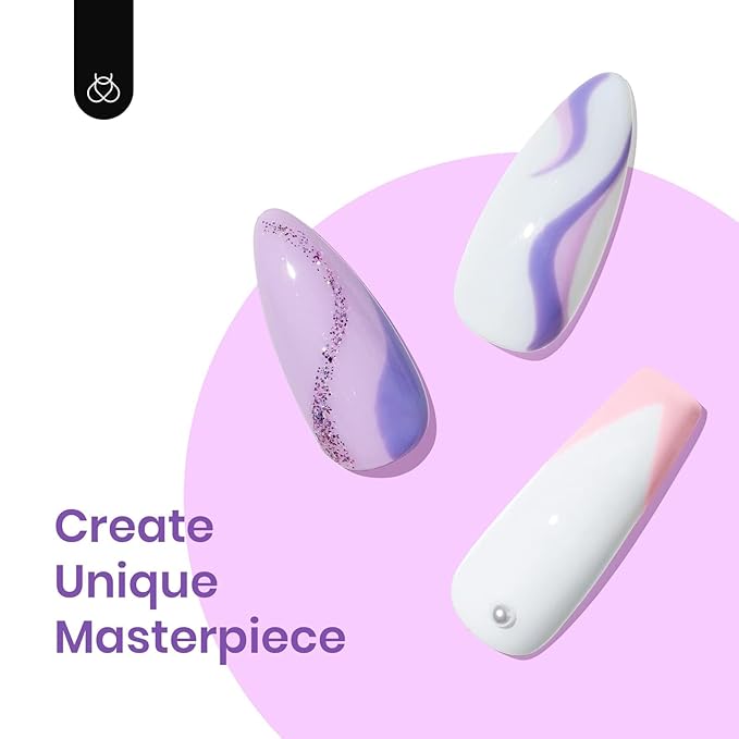 Beetles Purple Gel Nail Polish Set, 6 Colors Spring Glitter Pink Milky White Romantic Garden Collection Gel Polish, Soak Off Uv Led Lamp Cured Diy Manicure for Women