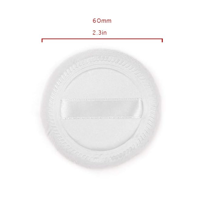 10pcs Powder Puff Cotton Cosmetic Powder Face Makeup Puffs Pads with Ribbon for Loose and Foundation 2.36 inch. (White)