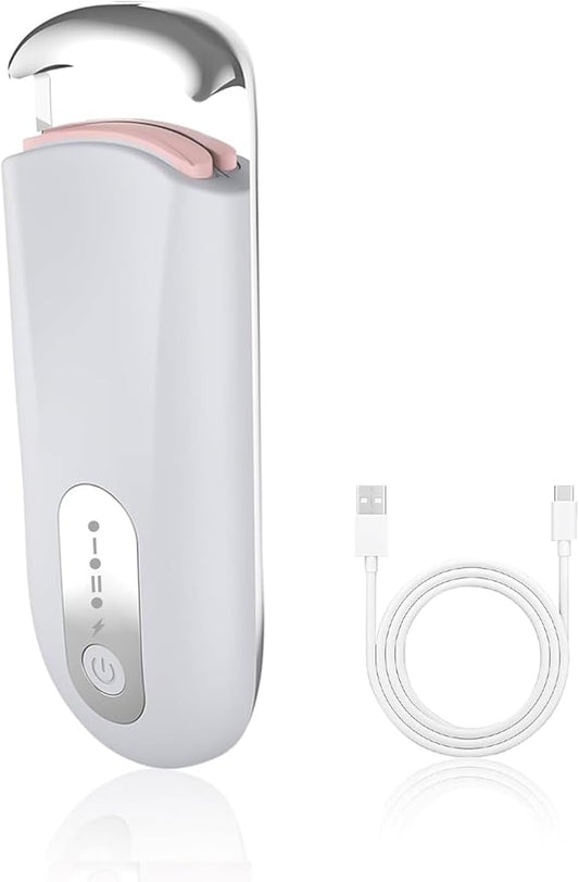 Heated Eyelash Curler for Natural Lashes 2-Level Adjustable Temperature Mini Electric Lash Curler Fast 3-Second Heat Up 24 Hours Long-Lasting Curl