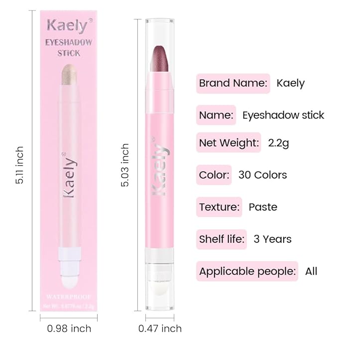 Kaely 2in1 Cream Eye Shadow Brightener Sticks for Eyes, Pencil Eyeshadow Applicator Stick Waterproof Pigmented, Eye Shadow Palette Highlighter Makeup, sombras para ojos, 26 Orchid Shimmer