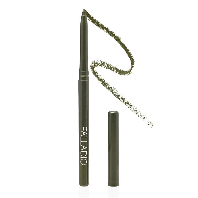 Palladio Retractable Waterproof Eyeliner, Richly Pigmented Color and Creamy, Slip Twist Up Pencil Eye Liner, Smudge Proof Long Lasting Application, All Day Wear, No Sharpener Required, Olive