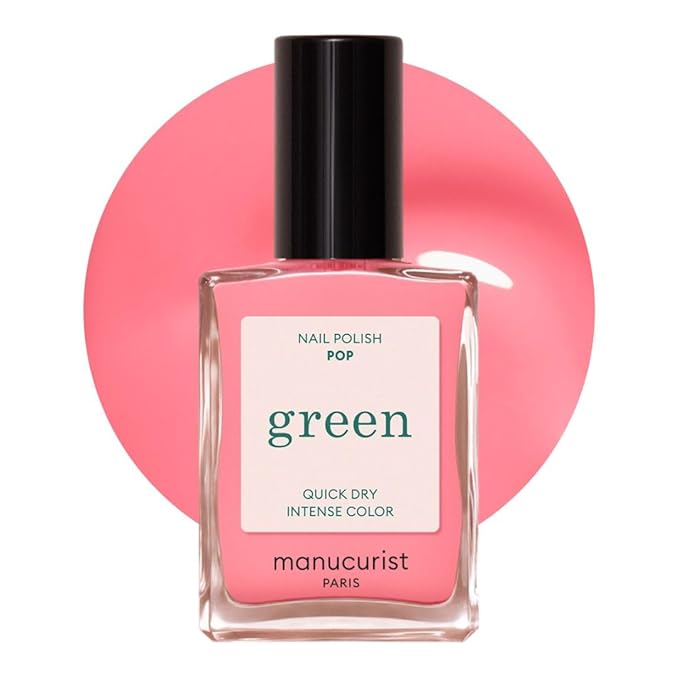 Manucurist Green Nail Polish Pop - Pink Pastel - Natural Classic 9-Free, Plant-Based and Vegan - Manicure - Made in France - 0.5 fl oz