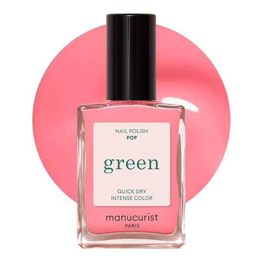 Manucurist Green Nail Polish Pop - Pink Pastel - Natural Classic 9-Free, Plant-Based and Vegan - Manicure - Made in France - 0.5 fl oz