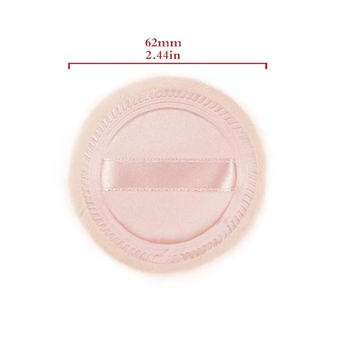 10pcs Powder Puff Cotton Cosmetic Face Makeup Powder Puffs Pads with Ribbon for Loose and Foundation 2.36 inch. (Beige)