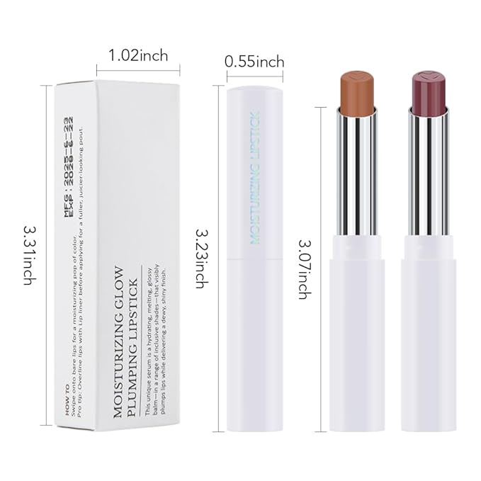 2Pcs Tinted Lip Balm Moisturizing Lipstick – Waterproof Hydrating Matte Lip Balm for Women, Creamy Natural Color Stain for Dry Lips, Soft Matte Finish (1# Warm Orange Nude Brown & 4# Mauve)