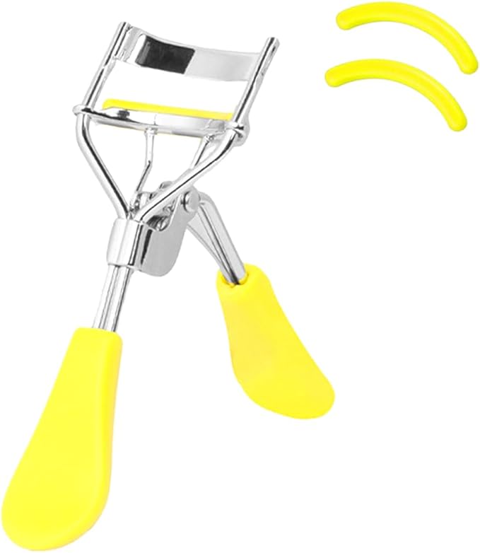 Eyelash Curler - Ergonomic Design for All Eye Shapes, Precision Curl Control, Superior Long- Lasting Curl, Gentle on Lashes, Includes 2PCS Silicone Replacement Pads, Easy to Use (Yellow)