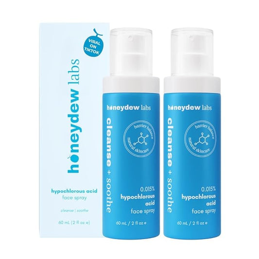 Honeydew Labs - Hypochlorous Acid Spray - HOCL - Hypoallergenic Skin Toner Cleanse and Soothe Sensitive Face - Acne - Eczema - Bacne - Eyelid - Pre Post Workout (Mini Bundle Pack - 2fl + 2 fl)