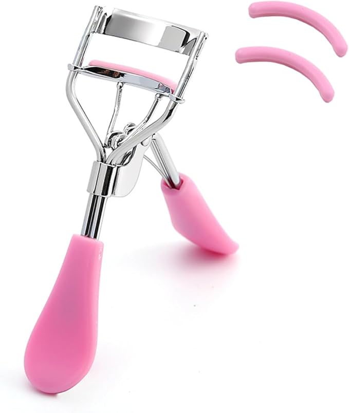 Eyelash Curler - Ergonomic Design for All Eye Shapes, Precision Curl Control, Superior Long- Lasting Curl, Gentle on Lashes, Includes 2PCS Silicone Replacement Pads, Easy to Use (Pink)