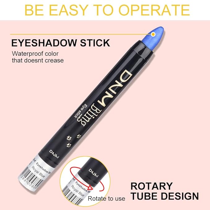 8Pcs Cream Eye Shadow Brightener Sticks Set for Eyes, Pearl White Smokey Black Gray Khaki Royal Blue Violet Purple Silver, Halloween Makeup, Matte Shimmer Eye Shadow Pencil Pen Crayon Waterproof 01