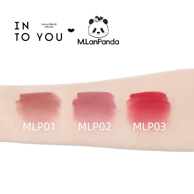 INTO YOU x M.Lan Panda Matte Liquid Lipstick for Women, Canned Long Lasting Pink Lipstick Waterproof with Lip Brush, No Transfer, High Pigmented with Lightweight Lip Mud Texture, MLP01