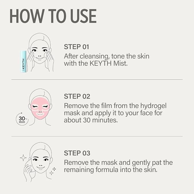 KEYTH LUCY PDRN GLOW COLLAGEN HYDROGEL MASK 4EA X 38G (1.34 OZ.) / Skin Elasticity Enhancement, Vitality Boosting, Nourishment & Soothing, Deep Hydration