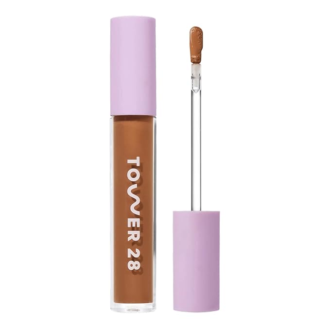Tower 28 Beauty Swipe Serum Concealer - Hydrating Buildable Medium-Coverage Concealer with Skincare Benefits for Sensitive Skin - Shade 16 SB, Deep with Neutral Undertones, 0.22 Fl Oz
