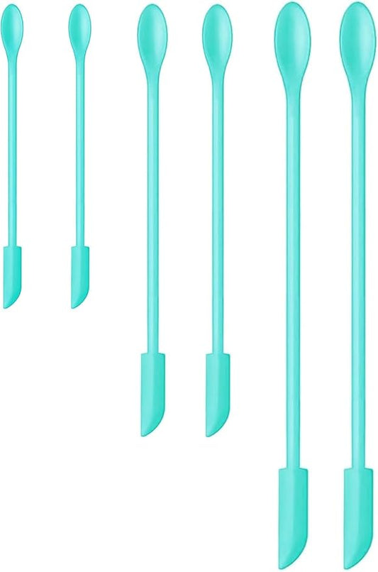Silicone Spatula Set (6Pcs) - Mini Scraper Tool for Beauty & Food (Reach Every Last Drop - Multi-Size Spatulas for Makeup Jars, Lotion Bottles & Kitchen Containers)