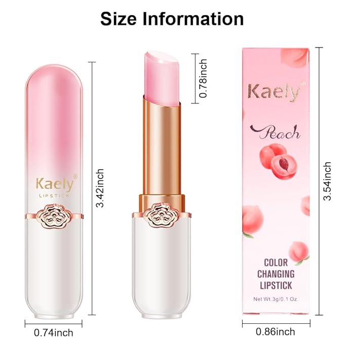 Kaely 2Pcs Peach Hydrating Lipstick Tinted Lip Balm, Color Changing PH Lipstick Makeup, Korean Magic Lip Stain Long Lasting Waterproof, labiales magicos 24 horas originales
