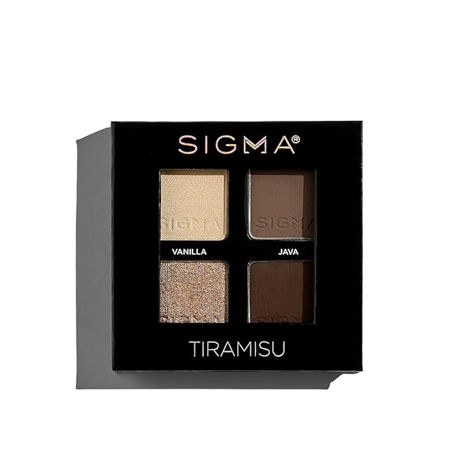 Sigma Beauty Quad Eyeshadow Palette – Makeup Eyeshadow Quad with a Buttery Soft Formula and Buildable, Blendable Shades for a Flawless Eye Look, Designed for All Day Wear (Tiramisu)