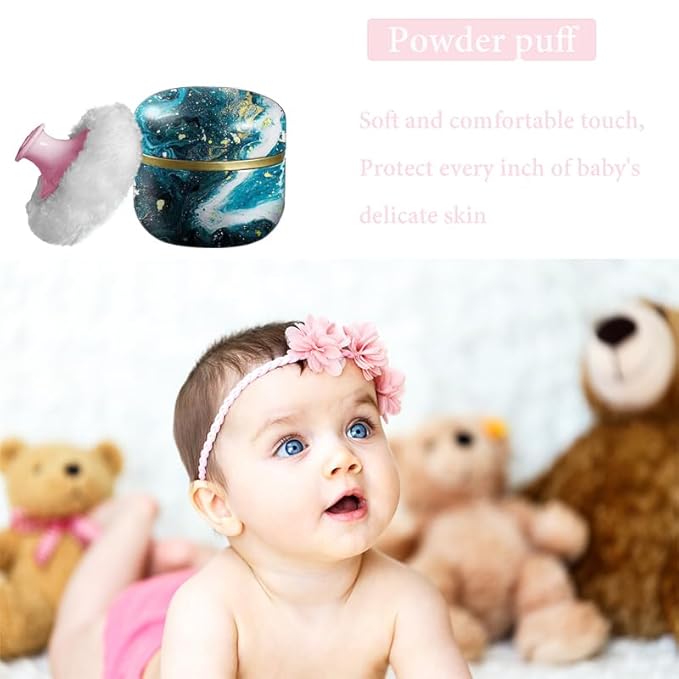 Body Powder Puff and Container for Dusting Powder, Women Powder Puff and Powder Case for Bath and Travel (Universe)