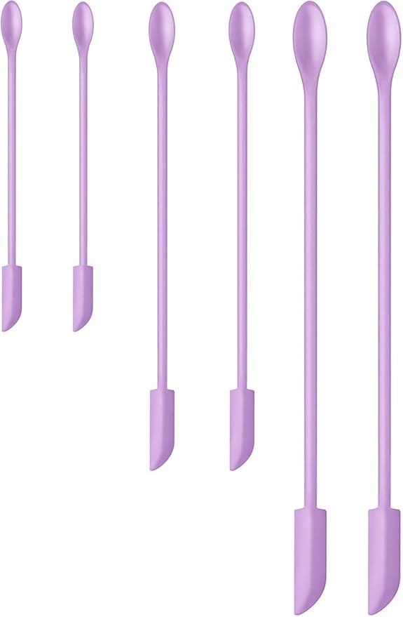 Silicone Spatula Set (6Pcs) - Mini Scraper Tool for Beauty & Food (Reach Every Last Drop - Multi-Size Spatulas for Makeup Jars, Lotion Bottles & Kitchen Containers)