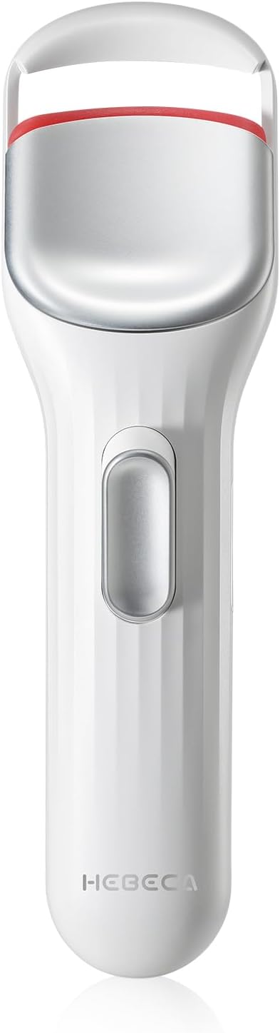 Heated Eyelash Curler Professional - Eye Lashes Curler with Innovative Heating Silicone, Electric Eyelashes Curler with 600mAh Rechargeable Battery EC4001 (White)