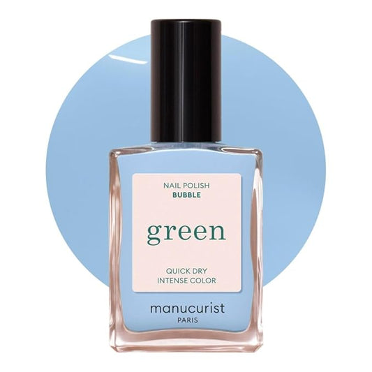 Manucurist Green Nail Polish Bubble - Blue Pastel - 9-Free, Plant-Based and Vegan - Manicure - Made in France - 0.5 fl oz