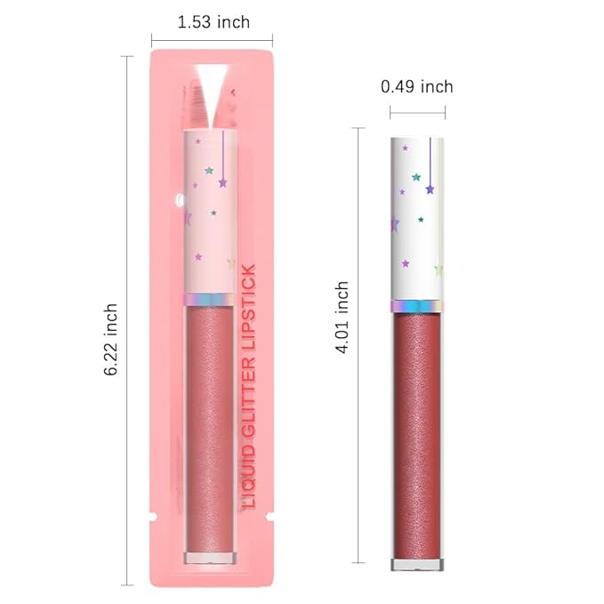 evpct 1Pcs Mauve Red Metallic Glitter iridescent Liquid Lipstick for Women Long Lasting Waterproof 24, Maroon Red frosted Metallic Glitter Shimmer Chrome Glossy Lipsticks Lip Gloss Stains Makeup Set