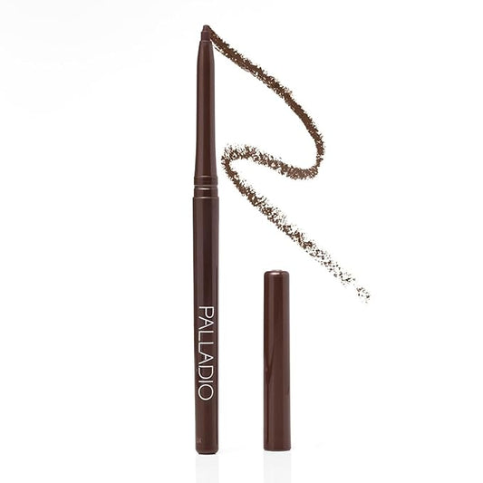 Palladio Retractable Waterproof Eyeliner, Richly Pigmented Color and Creamy, Slip Twist Up Pencil Eye Liner, Smudge Proof Long Lasting Application, All Day Wear, No Sharpener Required, Black Brown