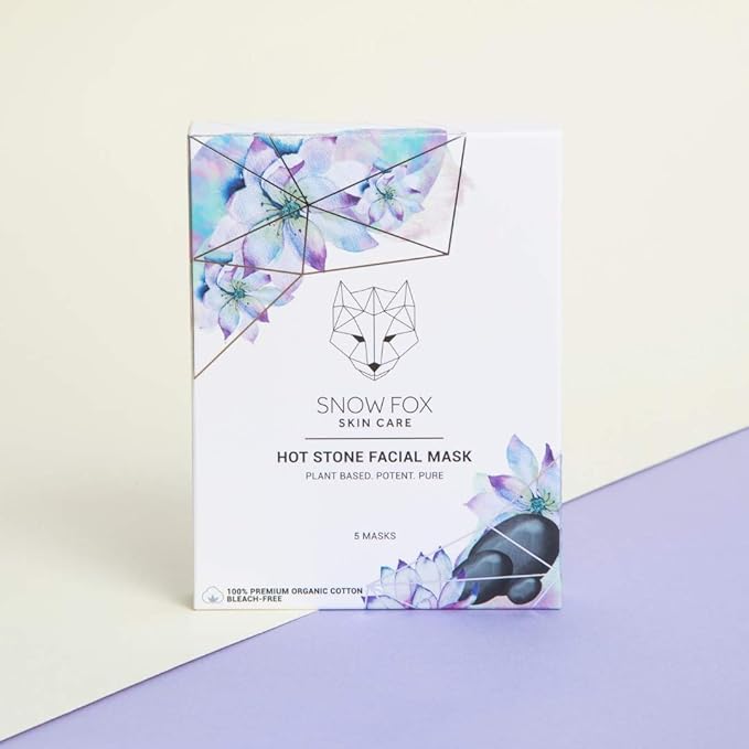 Snow Fox Skincare Hot Stone Facial Mask for Oil Control & Pore Treatment, 5-Pack