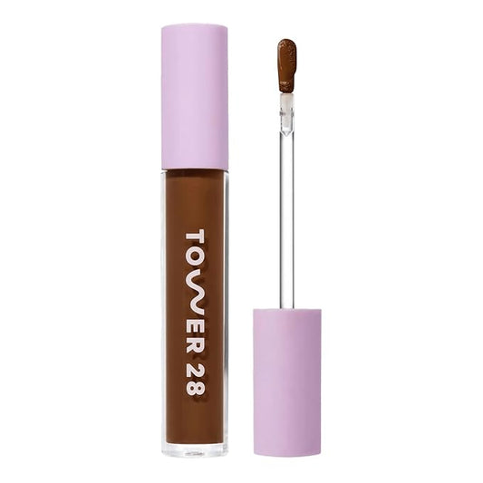 Tower 28 Beauty Swipe Serum Concealer - Hydrating Buildable Medium-Coverage Concealer with Skincare Benefits for Sensitive Skin - Shade 19 SGV, Deep with Warm Undertones, 0.22 Fl Oz