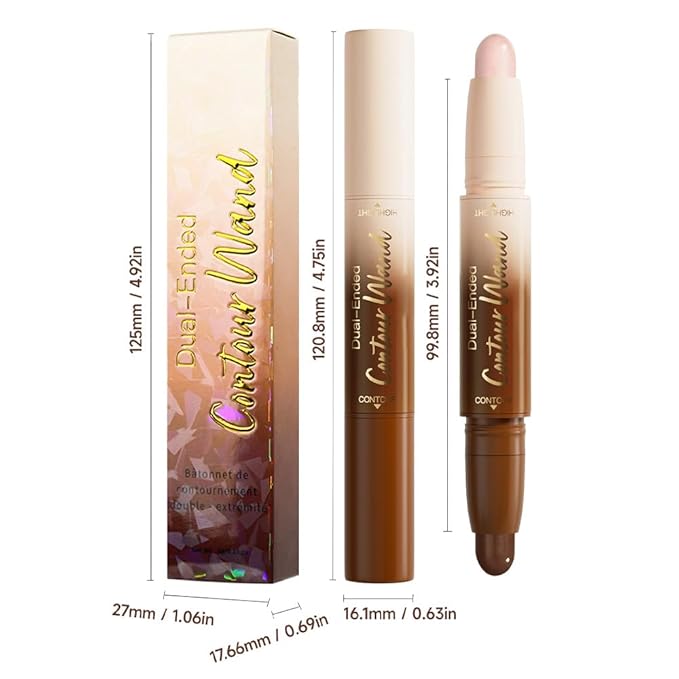 2in1 Cream Contour Highlighter Stick, Neutral Bronzer Makeup Sticks, Applies Dual-Ended Sculpting Stick for Face Body, Long Lasting No Smudging, Suitable for Makeup Beginners-Medium Tan
