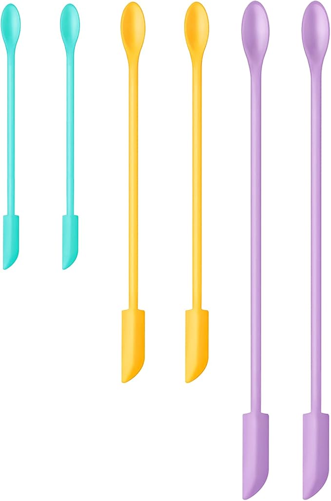 Silicone Spatula Set (6Pcs) - Mini Scraper Tool for Beauty & Food - Reach Every Last Drop, Multi-Size Spatulas for Makeup Jars, Lotion Bottles & Kitchen Containers