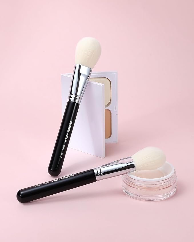 Blush Brush Setting Powder Liquid Blush Bronzer Brush for Ceram Loose Powder and Liquid Blush for Makeup Cheeks Synthetic Bristles Black (F633)