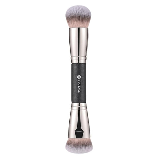 TEOYALL Dual-Ended Foundation Contour Brush, Dense Sculpting Defining and Domed Blending Synthetic Bristles for Liquid Cream Powder