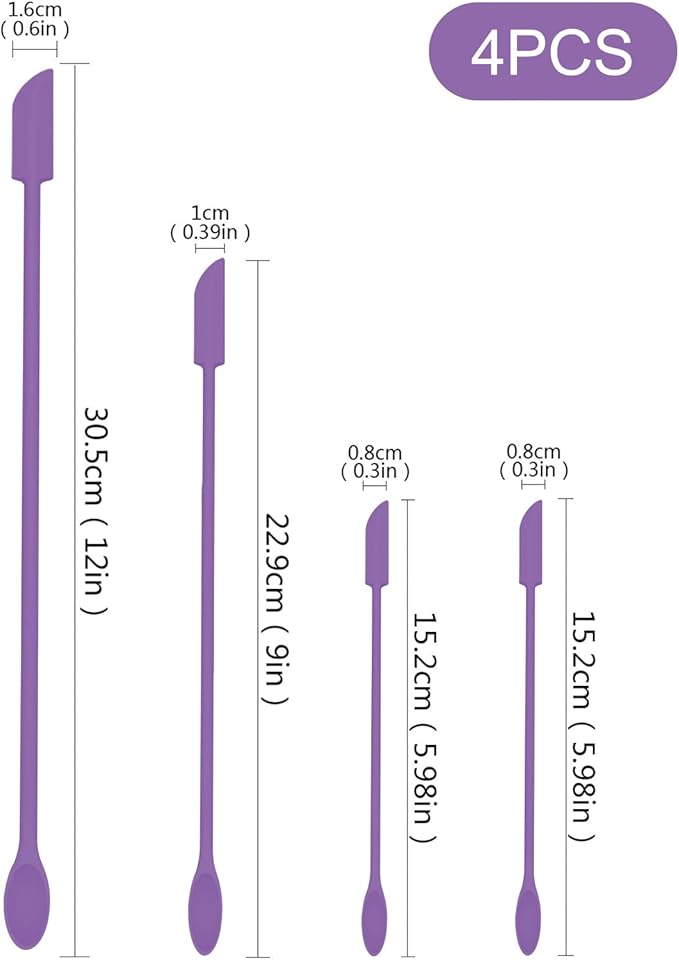 Mini Spatula Silicone Spatula Set - 4pcs Small Makeup Scrapers for Cosmetics, Reusable Beauty Tiny Tools, Thin Jar Scraper, Get the Last of the Makeup Out of the Bottle(Purple)