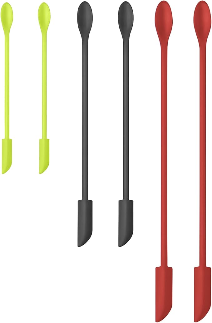 Silicone Spatula Set 6Pcs - Mini Scraper Tool for Beauty & Food (Reach Every Last Drop - Multi-Size Spatulas for Makeup Jars, Lotion Bottles & Kitchen Containers)