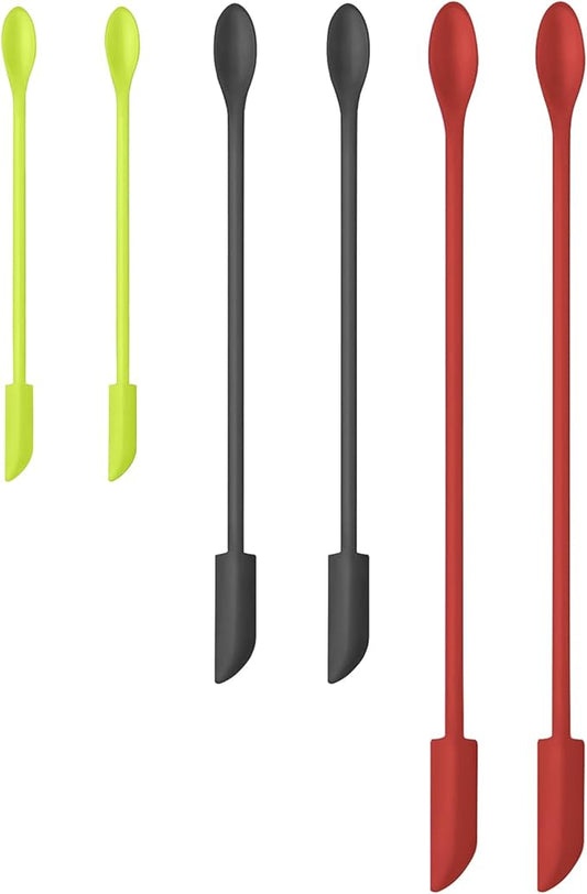 Silicone Spatula Set 6Pcs - Mini Scraper Tool for Beauty & Food (Reach Every Last Drop - Multi-Size Spatulas for Makeup Jars, Lotion Bottles & Kitchen Containers)