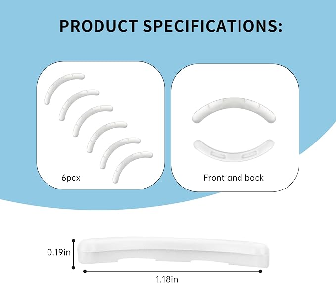 Soft Silicone Rubber Eyelash Curler Refills Compatible with Shiseido, Tweezerman, Revlon, Shu Uemura, Surratt, e.l.f Eyelash Curler for Travel Portable Carry,Cosmetic Accessory,6PCS (Transparent)