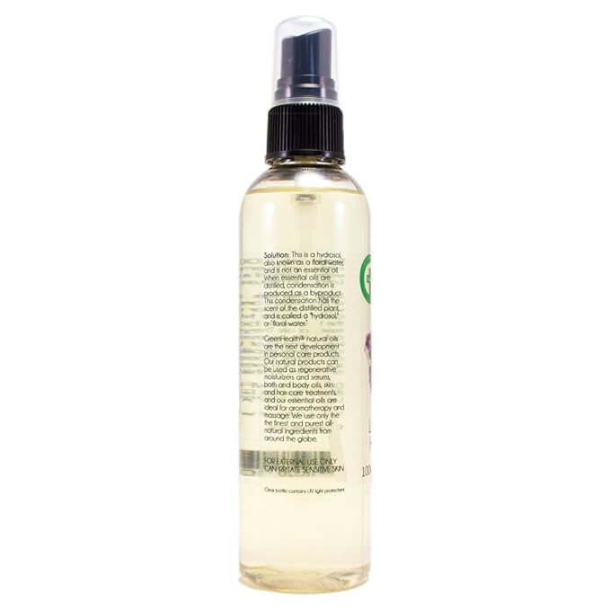 GreenHealth Lavender Hydrosol (Floral Water) - 4 fl oz Plastic Bottle w/Black Spray Cap