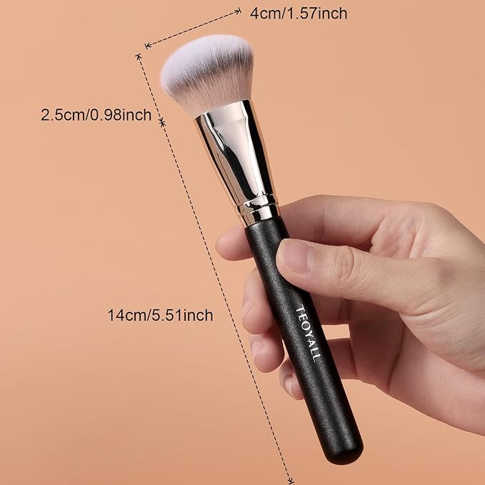 TEOYALL Domed Foundation Brush, Soft Dense Synthetic Bristles Blending Brush for Liquid Cream Foundation Bronzer Contour