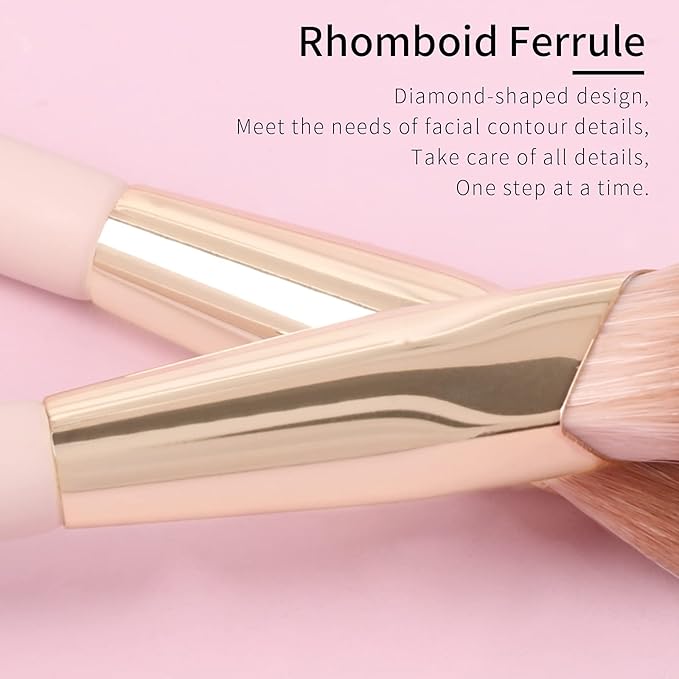 Angled Concealer Brush Under Eye, Concealer Brush, Nose Contour Brush, Small Concealer Brushes, Under Eye Makeup Brushes, Under Eye Brush, Concealer Makeup Brushes. Pink and Gold 11M