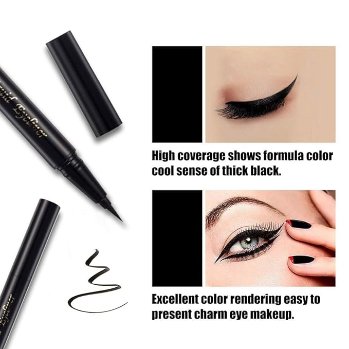 Waterproof Liquid Eyeliner Long Lasting&Smudgeproof Eye Liner 2 Packs Precise Eyeliner Pen for All Day with Slim Tip, Black, by SEILANC