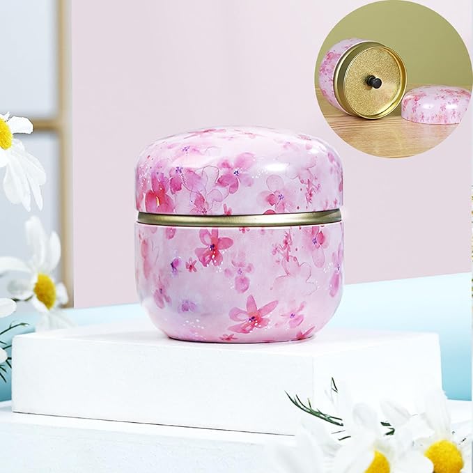 Body Powder Puff and Container for Dusting Powder, Women Powder Puff and Powder Case for Bath and Travel (Sakura)