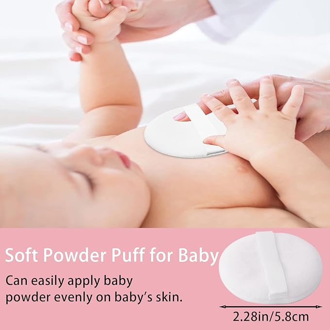 SHIMIDO Body Powder Puff and Container, 3.15" Portable Empty Body Powder Container for Baby Women's Loose Dusting Powder, Powder Case Box with Lids for Bath, Travel and Home Use (Pink Flower B)