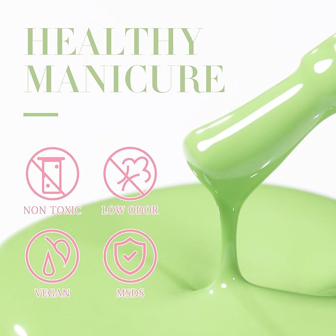Double Rhythm 15ML Gel Nail Polish Pure Sheer Same Color Same Bottle Soak Off Gel Polish Art Manicure Salon DIY at Home for Women (Green-A1409)