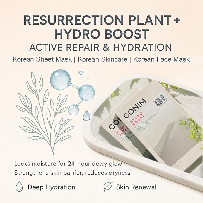 GONIM Face Mask Korean Skin Care with Hyaluronic Acid & Collagen Activation- Face Masks Skincare Hydration, Anti Aging & Moisturizing Sheet Mask for All Skin Korean Face Mask 20 Sheets